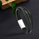 thumbnail image 3 of Tejida Del Brazalete de de Los Hombres de Cuero pteado negro Sunnimix Pulseras anchas de puño, 3 of 8