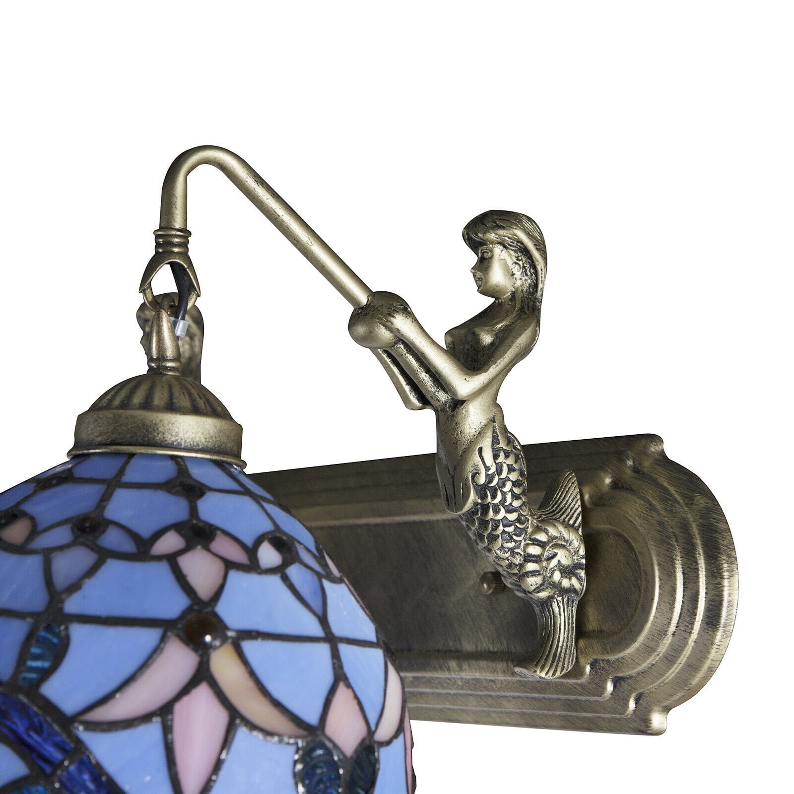 Indoor Bathroom Vanity 2 Light Fixture Retro Stained Glass Wall Lighting