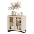 thumbnail image 6 of WAMPAT Sideboard Buffet Cabinets with Glass Doors, Modern Sideboard Credenza with Adjustable Shelf, Coffee Bar Storage Cabinet for Living Room, Kitchen, Beige, 6 of 9