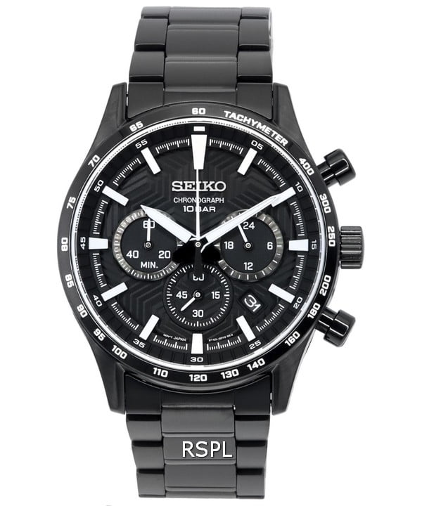 Seiko Men's Chronograph Quartz Watch, Black Dial, Stainless Steel
