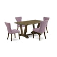 thumbnail image 2 of East West Furniture V776GA740-5 Dining Table Set Included 4 Kitchen Dining Chairs Dining Table with Linen White Rectangular Table Top, Multi-Color - 5 Piece, 2 of 6