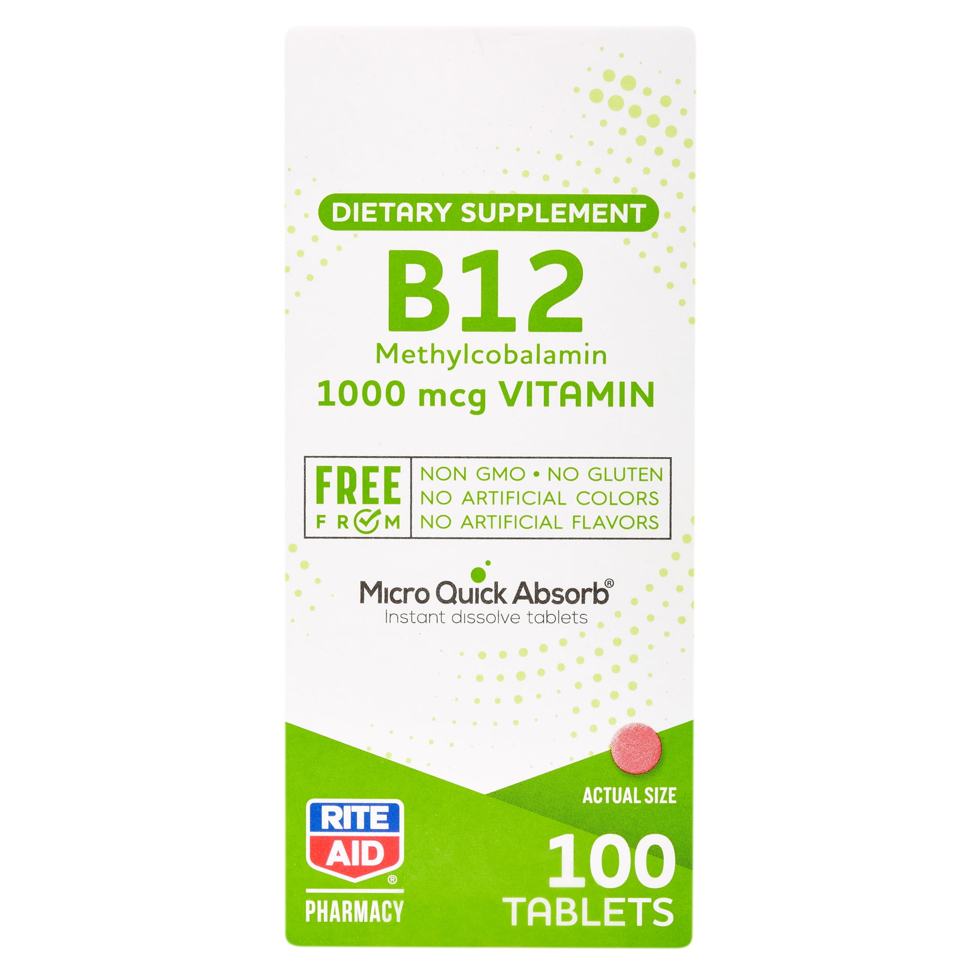 Rite Aid Free From Sublingual B12 Methylcobalamin Tablets, 1,000mcg - 100  ct - Walmart.com