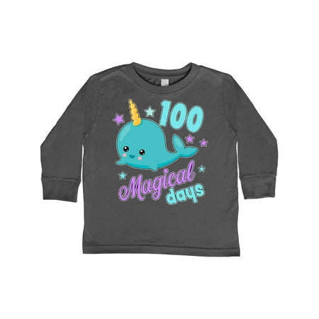 

Inktastic 100 Magical Days with Cute Narwhal Gift Toddler Toddler Girl Long Sleeve T-Shirt