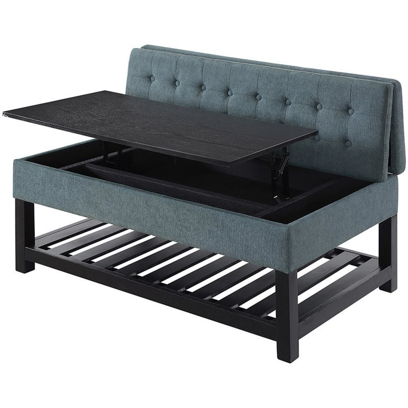 Lifestyle Solutions Landry Tufted Lift Top Coffee Table Ottoman In Teal Walmart Com Walmart Com