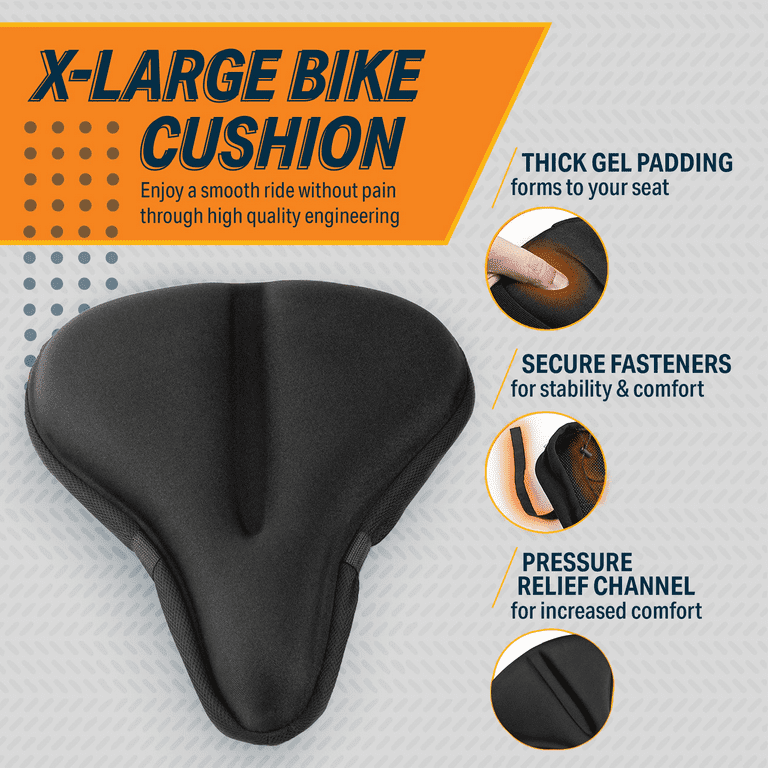 YIYI Guo Extra Wide Bike Seat Cushion -10 x 11 inch, Padded Gel Bike Seat Cover for Exercise Bike SEATS - Cycling Accessories Compatible with Peloton