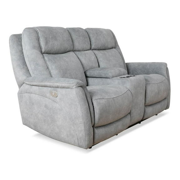Pemberly Row Modern Gray Power Zero Gravity Console Loveseat