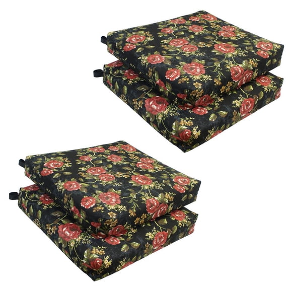 Blazing Needles 93454-4CH-ID-006 20 x 19 in. Chair Cushions, Midnight Rose - Set of 4