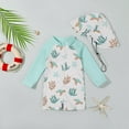 thumbnail image 2 of OBEEII Long Sleeve Swimsuits for Baby Boys One Piece Zip Up Bathing Suits UPF 50+ Beach Swimwear with Sun Hat, 2 of 9