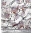 thumbnail image 1 of Soimoi Cotton Cambric Fabric Leaves & Orchids Flower Printed Fabric 1 Yard 42 Inch Wide, 1 of 1
