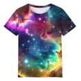 thumbnail image 5 of Blue Womens Tops Women's 3D Galaxy Print T Shirts Glitter Shirts Blouse Fashionable Starry Summer Shirts Round Neck Short Sleeve Tops for Carnival s Shirts for Women, 5 of 6