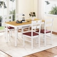 thumbnail image 3 of Giantex Wooden Dining Chairs Set of 2, Armless Kitchen Chairs w/Hollowed Backrest & Upholstered PU Seat, White, 3 of 9