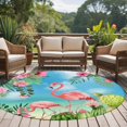 thumbnail image 4 of Pink Flamingos Round Area Rug 6Ft Washable Circle Rugs for Bathroom Office, Summer Beach Tropical Floral Cactus Non-Slip Carpet Floor Mats Indoor Outdoor Carpet Runner Aesthetic Home Decor, 4 of 8