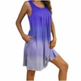 thumbnail image 7 of Aobny Sleeveless Nightgown for Woman Blue Loose Gradient Short Crew Neck Nightgowns for Women,Women's, 7 of 7