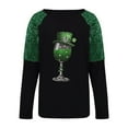 thumbnail image 5 of St Patricks Day Shirt Women Funny Patchwork Long Sleeve Top Shamrock Print Shirt Crew Neck Casual Shirts Cute Festival Outfits Green Tops for Women, 5 of 9