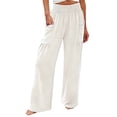 thumbnail image 7 of RUTAYY Women's Pants High Waist with Pocket Solid Color Casual Everyday Wear Breathable Loose Fit Relaxed Holiday Trousers, 7 of 7