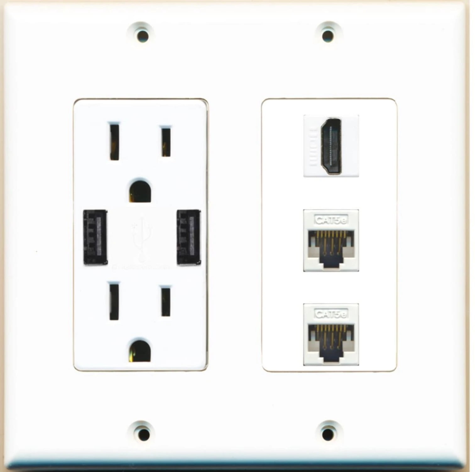 Ultra Spec Cables 1 Port HDMI 2 Cat5e Female Wall Plate w/2