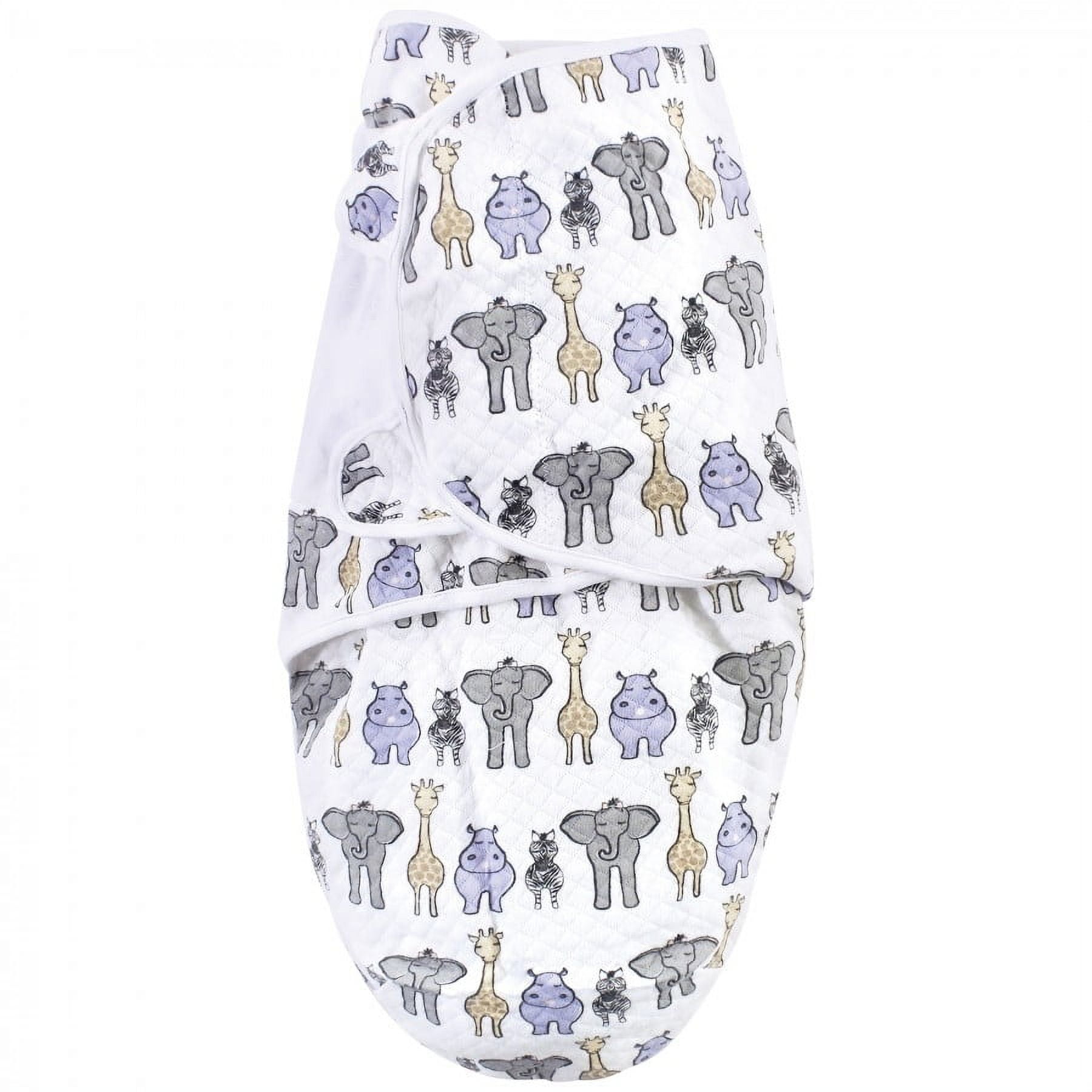 Hudson Baby Infant Girl Quilted Cotton Swaddle Wrap 3pk, Pink Safari, 0-3 Months