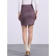 thumbnail image 3 of DARING DIVA Women's Faux Suede Skirt Belted Pencil Skirts S Dark Purple, 3 of 5