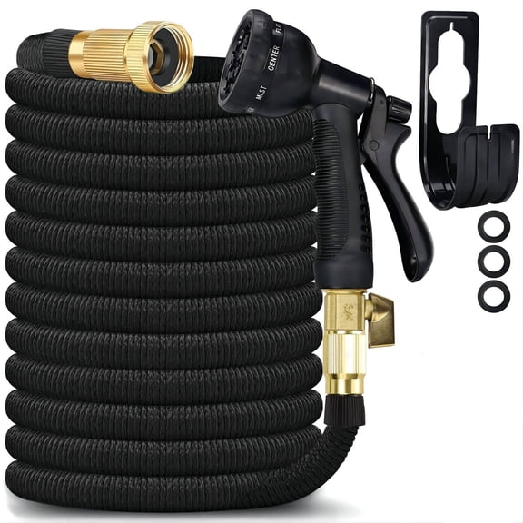 Expandable Garden Hose 100ft Flexible Garden Hose for Outdoor Upgraded Leakproof Lightweight No-Kink Expanding Water Hose(Black)