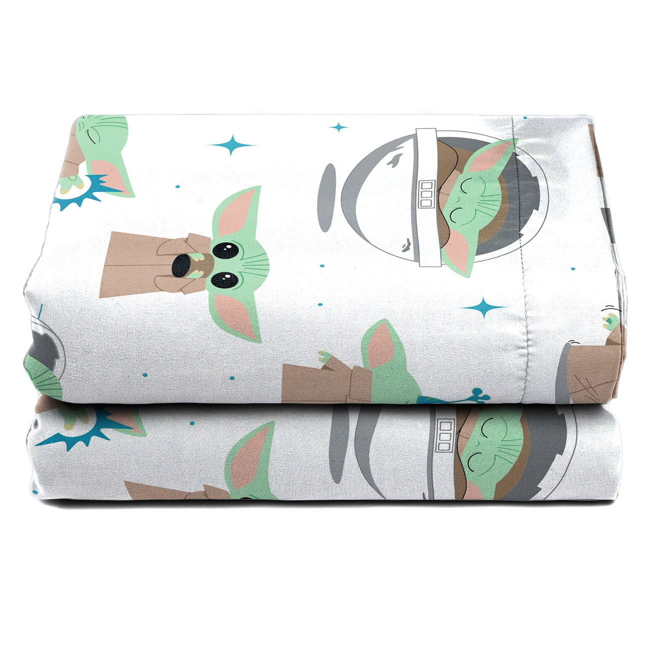 Disney The Mandalorian 4-Piece Baby Yoda Grogu and Friends Kids White Microfiber Bed-in-a-Bag, Twin