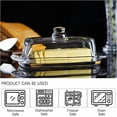 thumbnail image 3 of 8'' Art Glass Butter Dish with Lid,Classic Covered 2-Piece Butter Container For Countertop,Multi-Purpose Preserving Serving Dessert Tray Bowl,Dishwasher Safe, 3 of 6