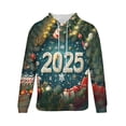 thumbnail image 5 of Sudadera con capucha para hombre, estilo casual, con cuello redondo, estampado, manga larga, blusa de poliéster, 5 of 5