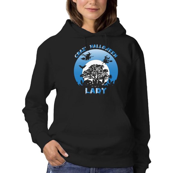 Crazy Halloween Lady. Hoodie Women -Image by Shutterstock, Female Medium
