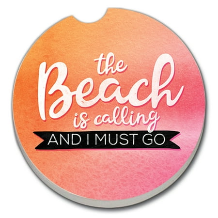 

Absorbent Stoneware Car Coaster Beach is Calling Set of 2