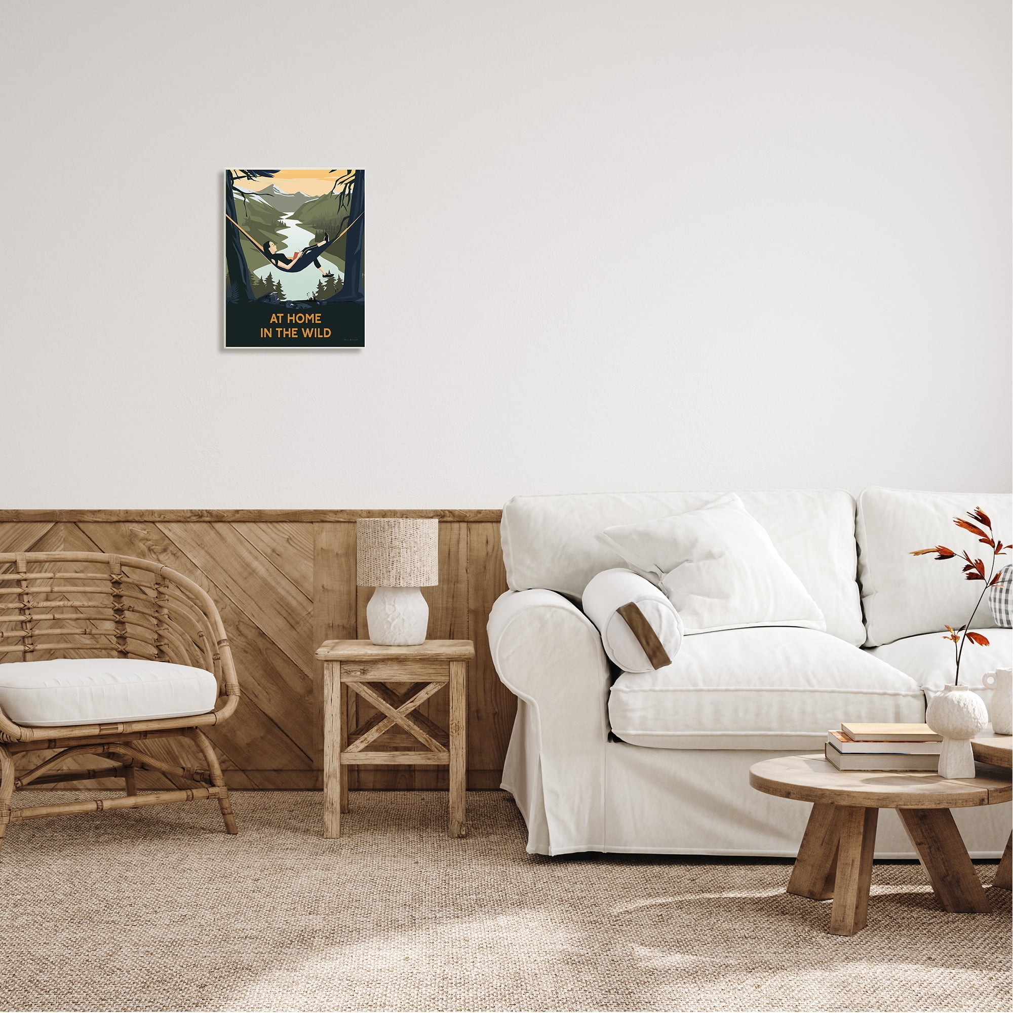 Stupell Industries Home In Wild Mountainside River Landscape Hammock Girl Wood Wall Art, 13 x 19, Design by Omar Escalante