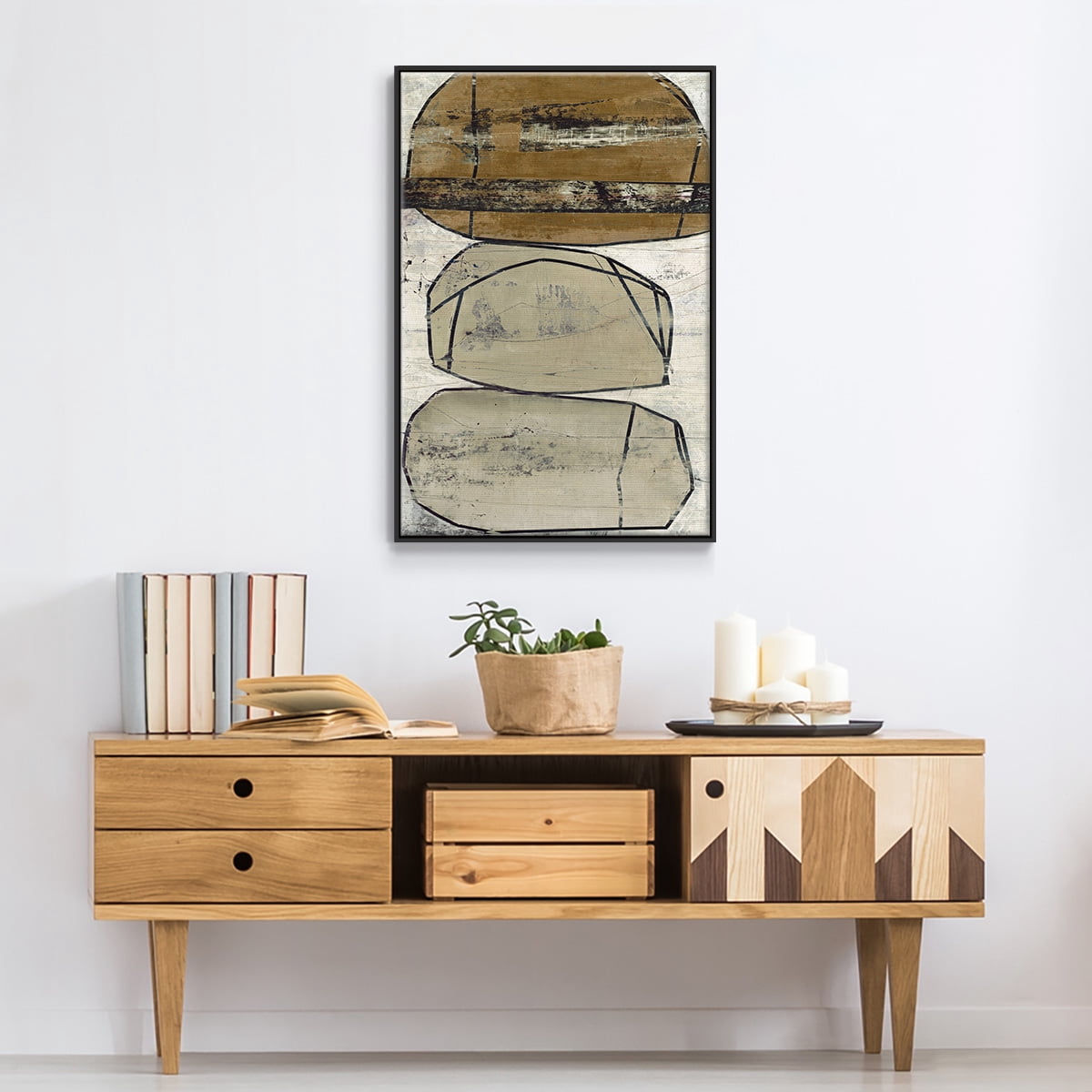 Dim Sum I Framed Premium Gallery Wrapped Canvas - Ready to Hang - 17 x 25 - Black Floating Frame