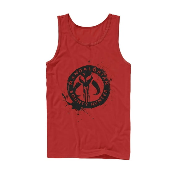 Men's Star Wars: The Mandalorian Paint Splatter Emblem Tank Top Red Medium