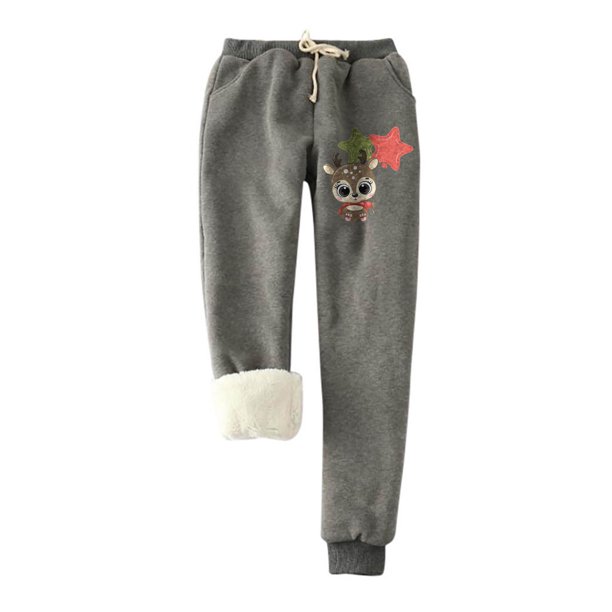 Leggings Navideños Para Mujer Leggings Con Forro Polar Moda Casual Impreso Span Cintura Alta Mantener Caliente Pantalones de Cuerpo Entero Odeerbi ODB196906