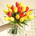 thumbnail image 5 of Ramo de arreglo de flores artificiales de tacto Real de tulipanes falsos de PU para decoración de boda en el hogar, oficina, 10 Uds., 5 of 5