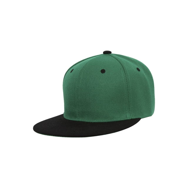 TopHeadwear Polyester Two-Tone Flat Bill Snapback - Kelly Green/Black