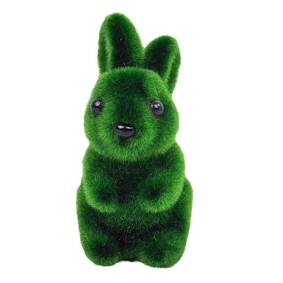 OAVQHLG3B Easter Decoration Easter Rabbits Decoration Green Flocking Moss Rabbits Decoration Sculpture Decoration Desktop Living Room Easter Gift