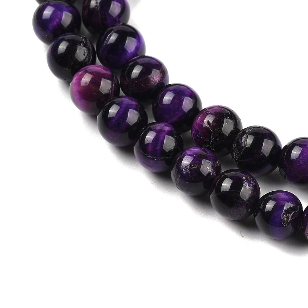 Natural Purple Tiger Eye Beads Strands Grade B Round Dyed & Heated Round 8mm Hole: 1mm about 47pcs/strand 14.88~14.96 inch(37.8~38cm)