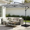 thumbnail image 4 of FUNDAZE 8x8ft Hanging Cantilever Patio Umbrella with Base, Square Outdoor Sun Shade with Crank & Tilt for Garden, Backyard, Deck,Light Gray, 4 of 10