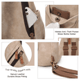 thumbnail image 6 of KL928 PU Leather Sling Bag Small Crossbody Backpack Shoulder Casual Daypack Rucksack for Men Women (Khaki), 6 of 7