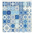 thumbnail image 3 of Ambesonne Azulejos Shower Curtain, Porto Ceramic Style Motif, 69"Wx75"L, White Blue Grey Yellow, 3 of 5