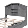 thumbnail image 7 of Full Size Bed Frame with House-Shaped Storage Headboard, Solid Wood Platform Bed Frame with 2 Storage Drawers, Modern Low Bed Frame for Girls Boys Adults Bedroom, No Box Spring Needed, Space Saving, 7 of 7