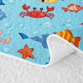 thumbnail image 5 of Manfei Cartoon Shark Quilt Full, Ocean Coral Crab Full Bedspread Sets, Blue, 3pcs, 1 Coverlet and 2 Pillowcases, 5 of 7