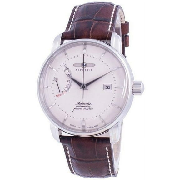 Zeppelin by Zeppelin Men's 20 mm Atlantik Leather Strap Automatic Wristwatch, White, (8462-5 84625)