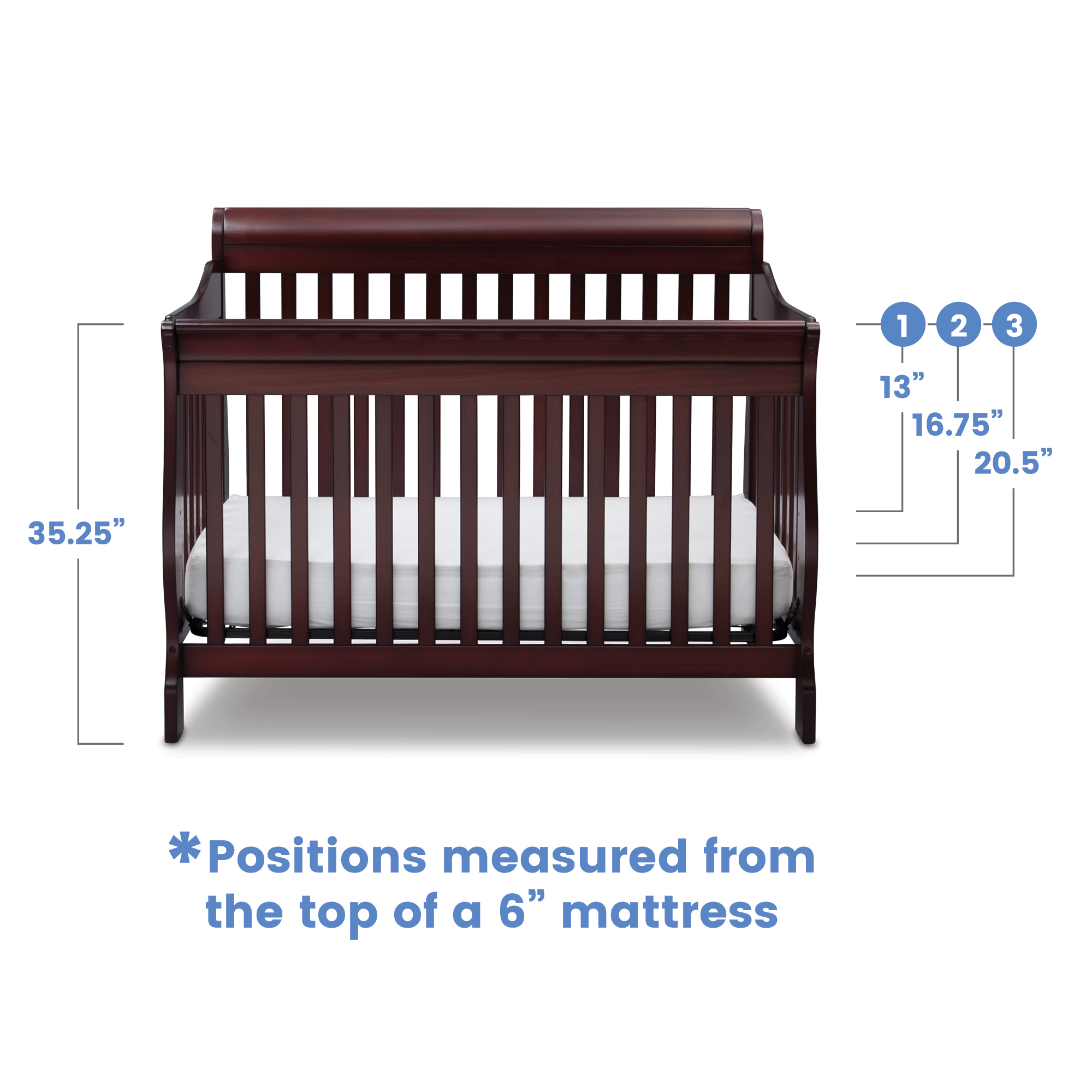 Delta Children Canton 4-in-1 Convertible Baby Crib, Espresso Cherry