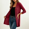thumbnail image 4 of VISALY Women Open Front Cardigan 3/4 Sleeve Lightweight Mid Length Loose Fit Casual Shawl Cover Up Coat Solid Layering Outerwear Lightweight Open Front Cardigan Travel Beach Outfits Wine Xxl, 4 of 8