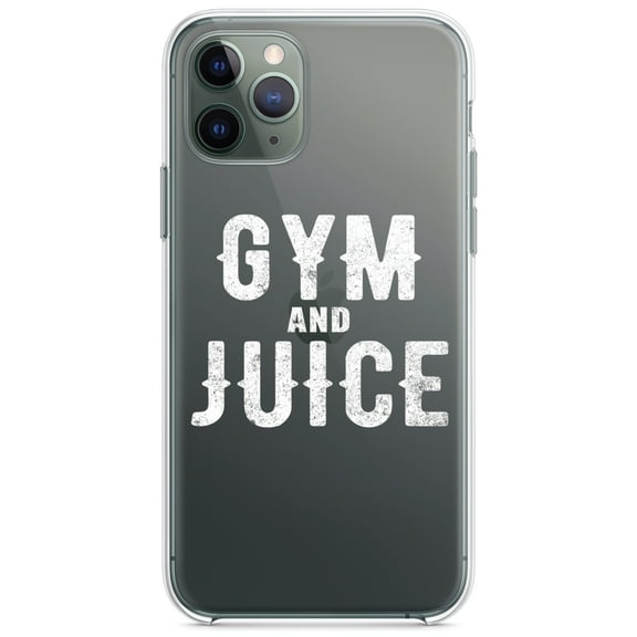 DistinctInk Clear Shockproof Hybrid Case for iPhone 12 Pro MAX (6.7" Screen) - TPU Bumper Acrylic Back Tempered Glass Screen Protector - Gym And Juice