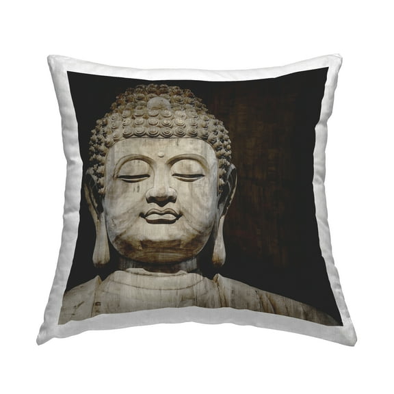 Stupell Industries Calm Buddha Spiritual Shrine Figure Portrait Design by Tom Bray Throw Pillow