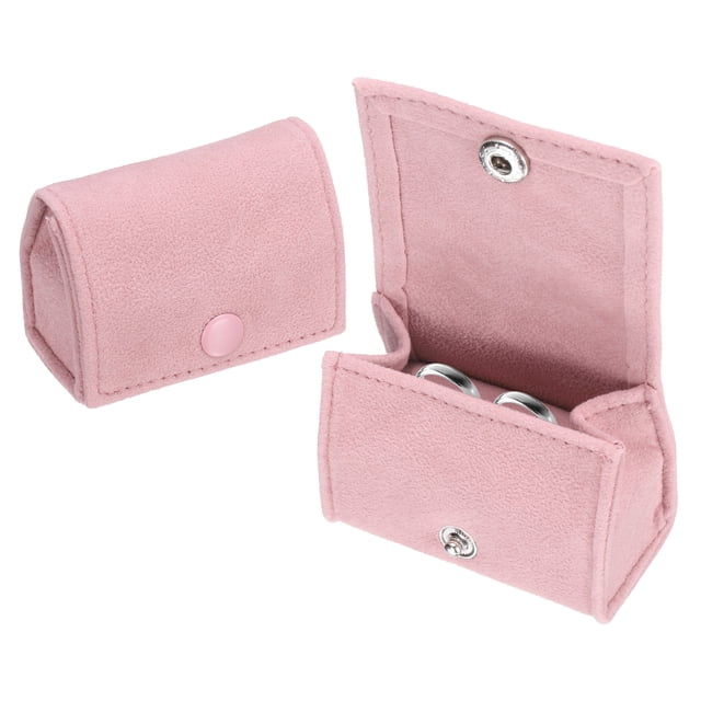 Caja de anillos de terciopelo Uxcell, organizador portátil de joyas para viajes, soporte pequeño para anillos, almacenamiento de joyas para anillos y aretes, regalo para mujeres y niñas, rosa