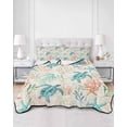 thumbnail image 2 of Full Size Quilt Bedding Set, Teal Red Coastal Reversible Summer Quilt 3 Pieces, Retro Beach Nautical Sea Turtle Coral Lightweight Bedspreads Coverlets with 2 Pillow Shams for All Seasons, 2 of 5