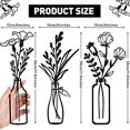 thumbnail image 3 of 3 Pieces Metal Vase Flowers Wall Arts Minimalist Plant Wall Decor, Metal Wall Art Black Flower Natural Wall Decors, 3 of 5