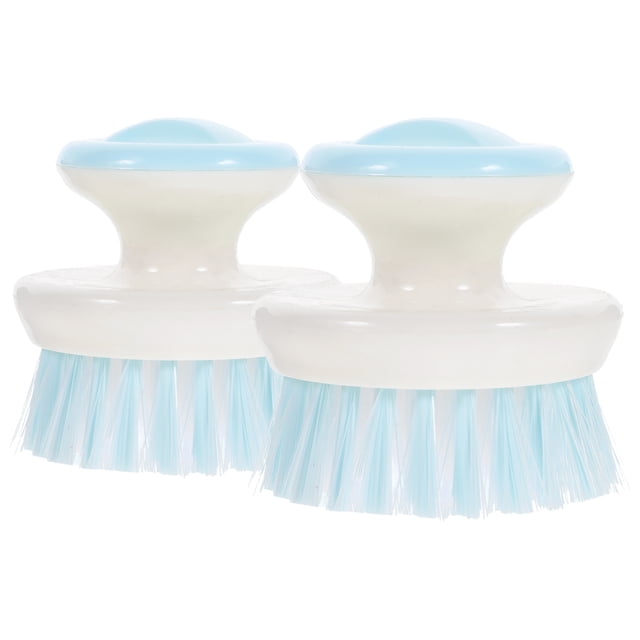 Raindrops 2Pcs Vegetable Cleaning Brush With Handle For Kitchen Cleaning Blue Plastic